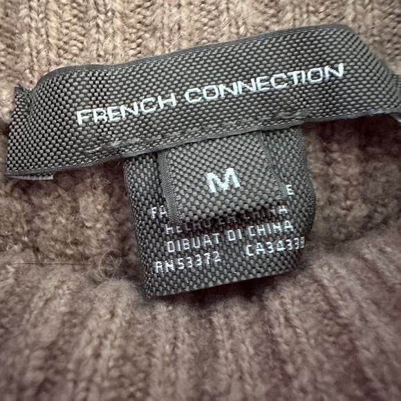 French Connection Sweater women's size Medium turtleneck Wool Stretch Brown - Picture 3 of 9
